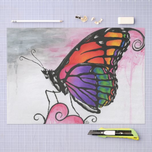 虹のマダラチョウの元のファンタジーの芸術 薄葉紙 (クラフト)