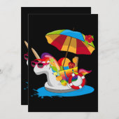 虹のマネとパラソルで一角獣 招待状 (正面/裏面)