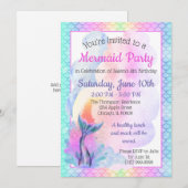 虹のマーメイドパーティー招待状 招待状 (正面/裏面)