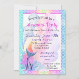 虹のマーメイドパーティー招待状 招待状