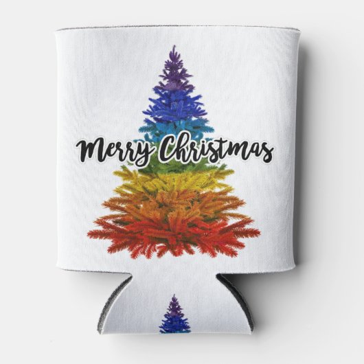 虹のメリークリスマスツリー 缶クーラー (正面)