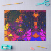 虹のモザイクステンドグラスの幾何学的なプリントDesig 薄葉紙 (クラフト)