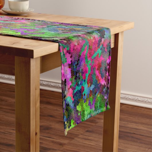 [虹のモザイク]ステンドグラスの効果 ショートテーブルランナー (インサイチュ)