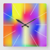 虹のモダンなグラデーション スクエア壁時計 (正面)