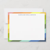 虹のモダンストライプの数パーソナライズされた値  ノートカード (正面)