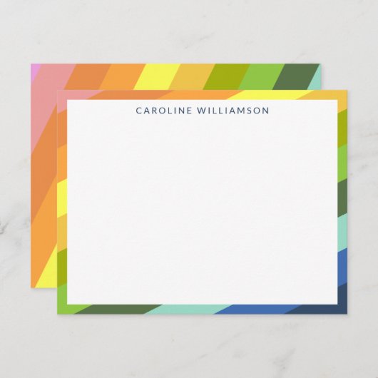 虹のモダンストライプの数パーソナライズされた値  ノートカード (正面/裏面)