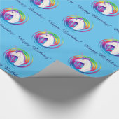 虹のユニコーンのハッピーバースデー ラッピングペーパー (角)