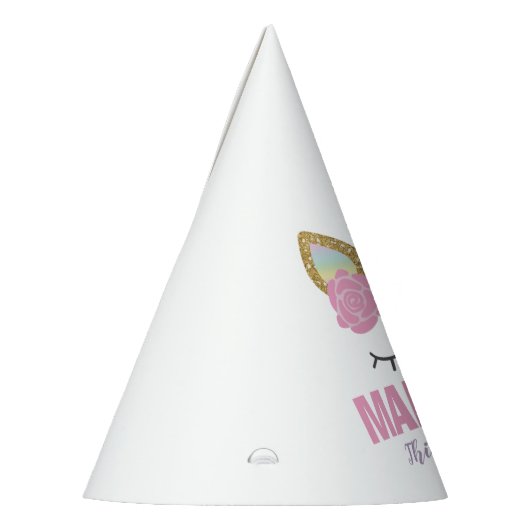 虹のユニコーンのパーティーの帽子のユニコーンの誕生会 パーティーハット (左)