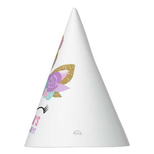 虹のユニコーンのパーティーの帽子のユニコーンの誕生会 パーティーハット (右)