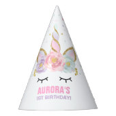 虹のユニコーンのパーティーの帽子のユニコーンの誕生会 パーティーハット (正面)