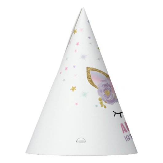 虹のユニコーンのパーティーの帽子のユニコーンの誕生会 パーティーハット (左)