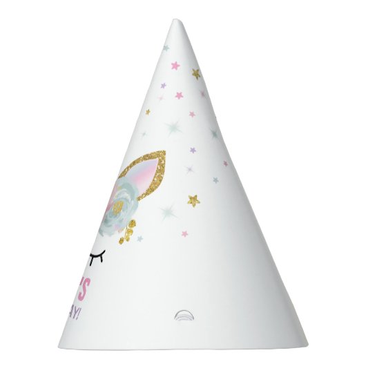 虹のユニコーンのパーティーの帽子のユニコーンの誕生会 パーティーハット (右)