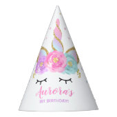 虹のユニコーンのパーティーの帽子のユニコーンの誕生会 パーティーハット (正面)