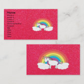 虹のユニコーンのピンクのグリッター 名刺 (正面/裏面)
