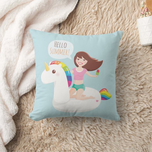 虹のユニコーンのプールの浮遊物の夏の装飾用クッション クッション (ブランケット)