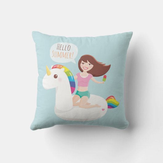 虹のユニコーンのプールの浮遊物の夏の装飾用クッション クッション (裏面)