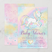 虹のユニコーンのベビーシャワー招待状 招待状 (正面/裏面)