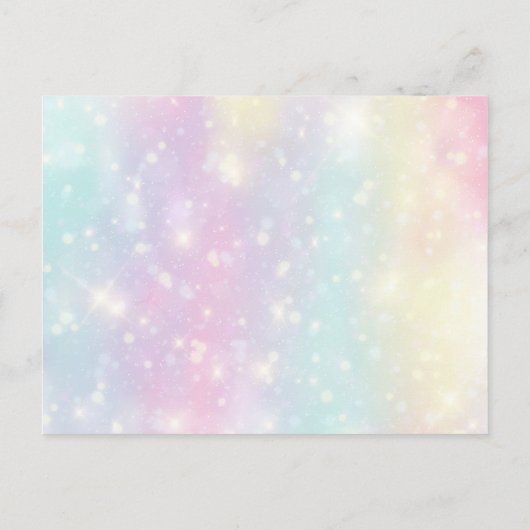 虹のユニコーンの女の子の誕生日のパーティの招待状 インビテーションポストカード (裏面)