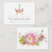 虹のユニコーンの女の子の赤ちゃんのお祝い おむつくじ エンクロージャーカード (正面/裏面)