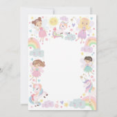 虹のユニコーンの妖精の誕生日招待状 妖精たち 招待状 (裏面)