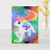 虹のユニコーンの挨拶状 カード (黄色い花)