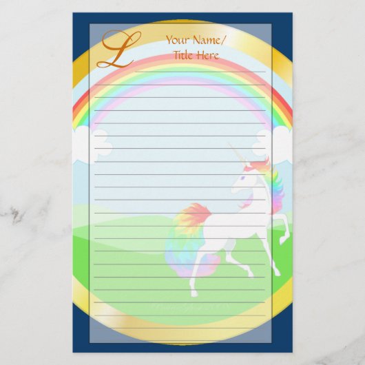 虹のユニコーンの文房具 便箋 (正面)