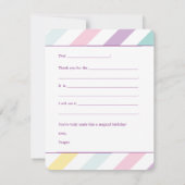 虹のユニコーンの誕生日パーティー感謝状 サンキューカード (裏面)