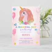 虹のユニコーンの誕生日招待状 招待状 (スタンド正面)