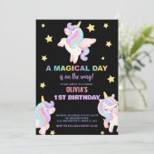 虹のユニコーンの誕生日招待状 招待状 (スタンド正面)