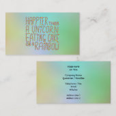 虹のユニコーンの食べ物のケーキより幸せ 名刺 (正面/裏面)