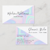 虹のユニコーンホログラフィックヘアサロンカラーブロック 名刺 (正面/裏面)