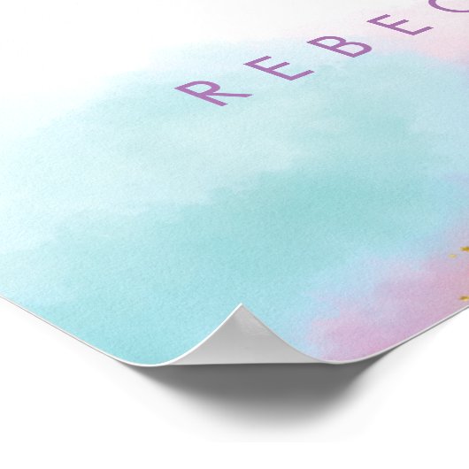 虹のユニコーン赤ちゃんシャワー歓迎サイン ポスター (角)