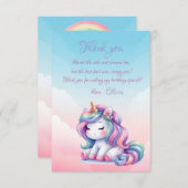 虹のユニコーン魔法の瞬間ガール誕生日 サンキューカード (正面/裏面)
