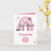 虹のユニコーン パーソナライズド エイジ パープル カード (黄色い花)