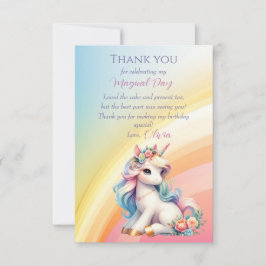虹のユニコーン・マジック・モーメント・ガール・バースデー サンキューカード