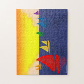 虹のヨットのパズル ジグソーパズル (縦)