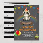 虹のラクーン誕生日テーマ 招待状 (正面/裏面)