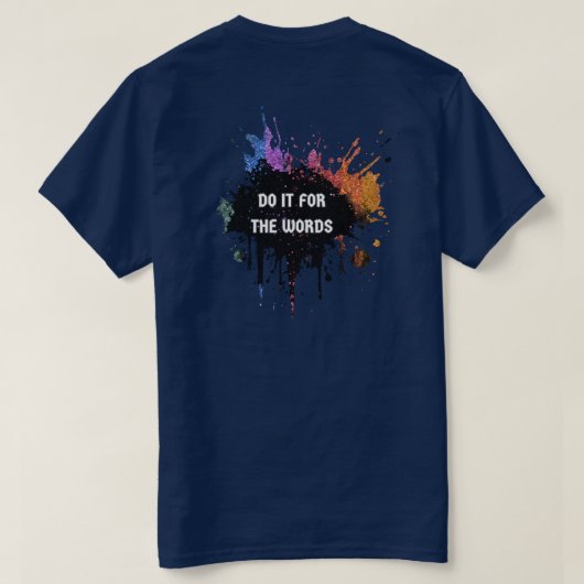 虹のラメがキラキラと輝く Words Tシャツ (デザイン裏面)