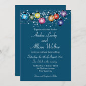 虹のランタン レズビアン ゲイ ウェディング 招待状 (正面/裏面)