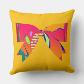 虹のリボンボウ黄色の装飾的な楽しみ クッション (裏面)