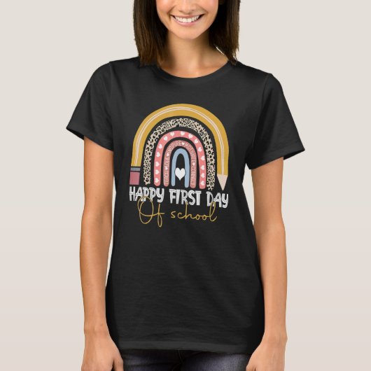 虹のレオパード教師の楽しい初等学校の最初の日 Tシャツ (正面)