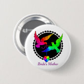 虹のレズビアンの花嫁の母の全体 缶バッジ (正面&裏面)
