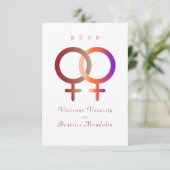 虹のレズビアン結婚式の出欠確認 招待状 (スタンド正面)