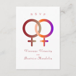 虹のレズビアン結婚式の出欠確認 招待状