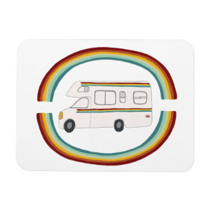 虹のレトロRVお洒落なキャンプのMotorhome マグネット