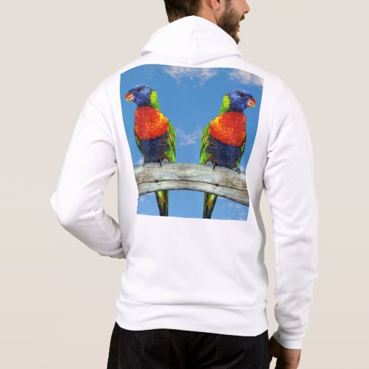 虹のロリケート2つの枝の上に止まり パーカ (裏面)