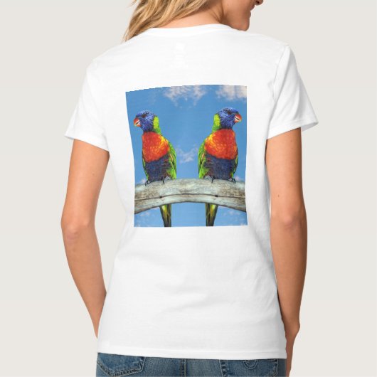 虹のロリケート2つの枝の上に止まり Tシャツ (裏面)