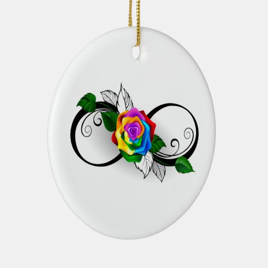 虹のローズと無限大のシンボル セラミックオーナメント (右)