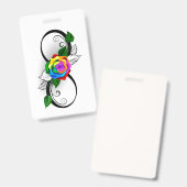 虹のローズと無限大記号 バッジ (正面＆裏面)