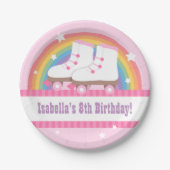 虹のローラースケートで滑るの誕生会の供給 ペーパープレート (正面)